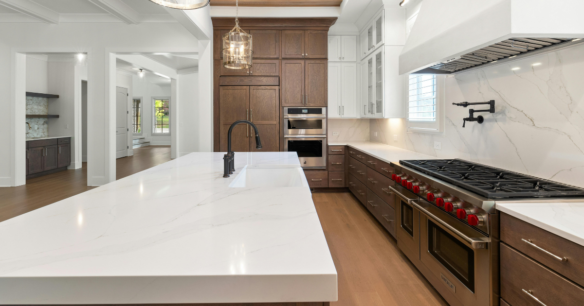 Professional post-construction cleaning on a recent remodeled kitchen