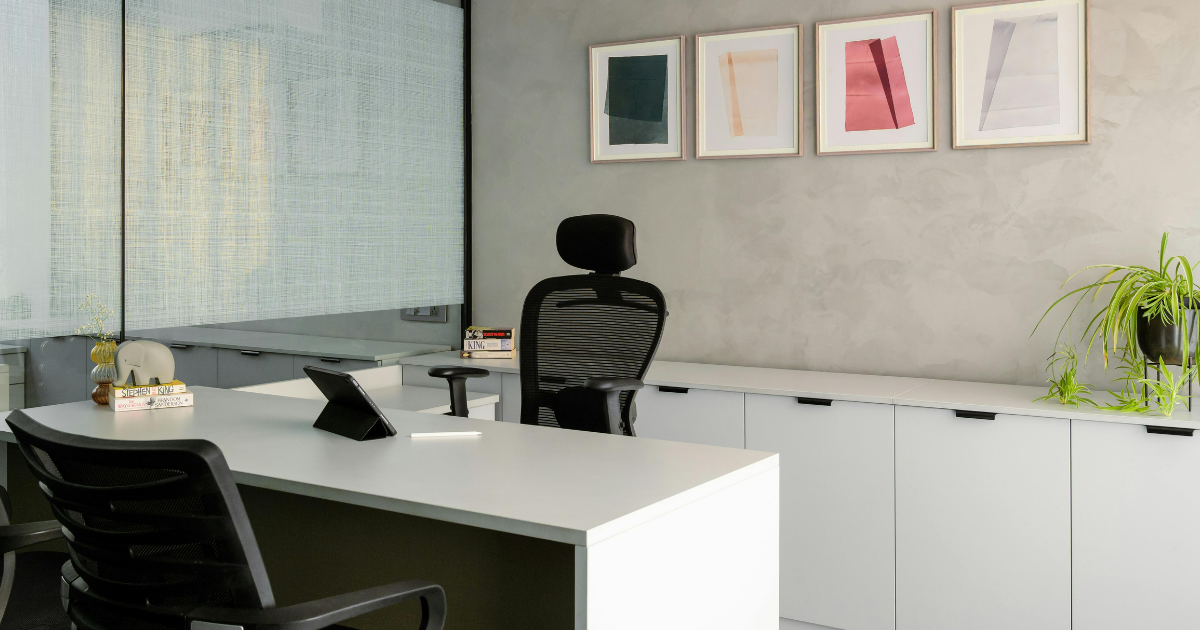 Office working space cleaned by experts